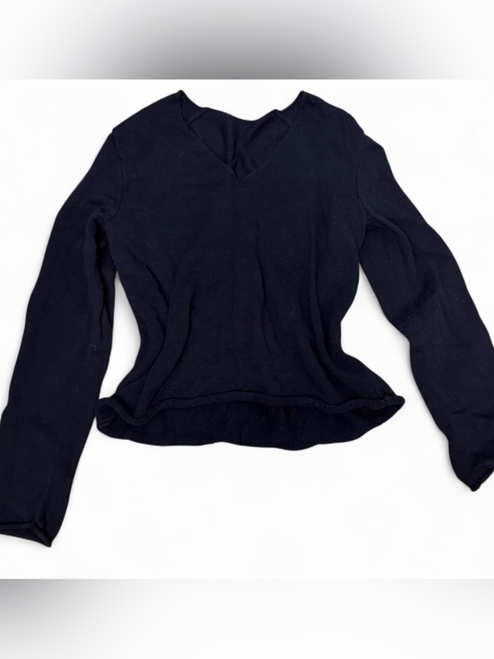 Brandy Melville Black V-Neck Lightweight Long Sleeve Top